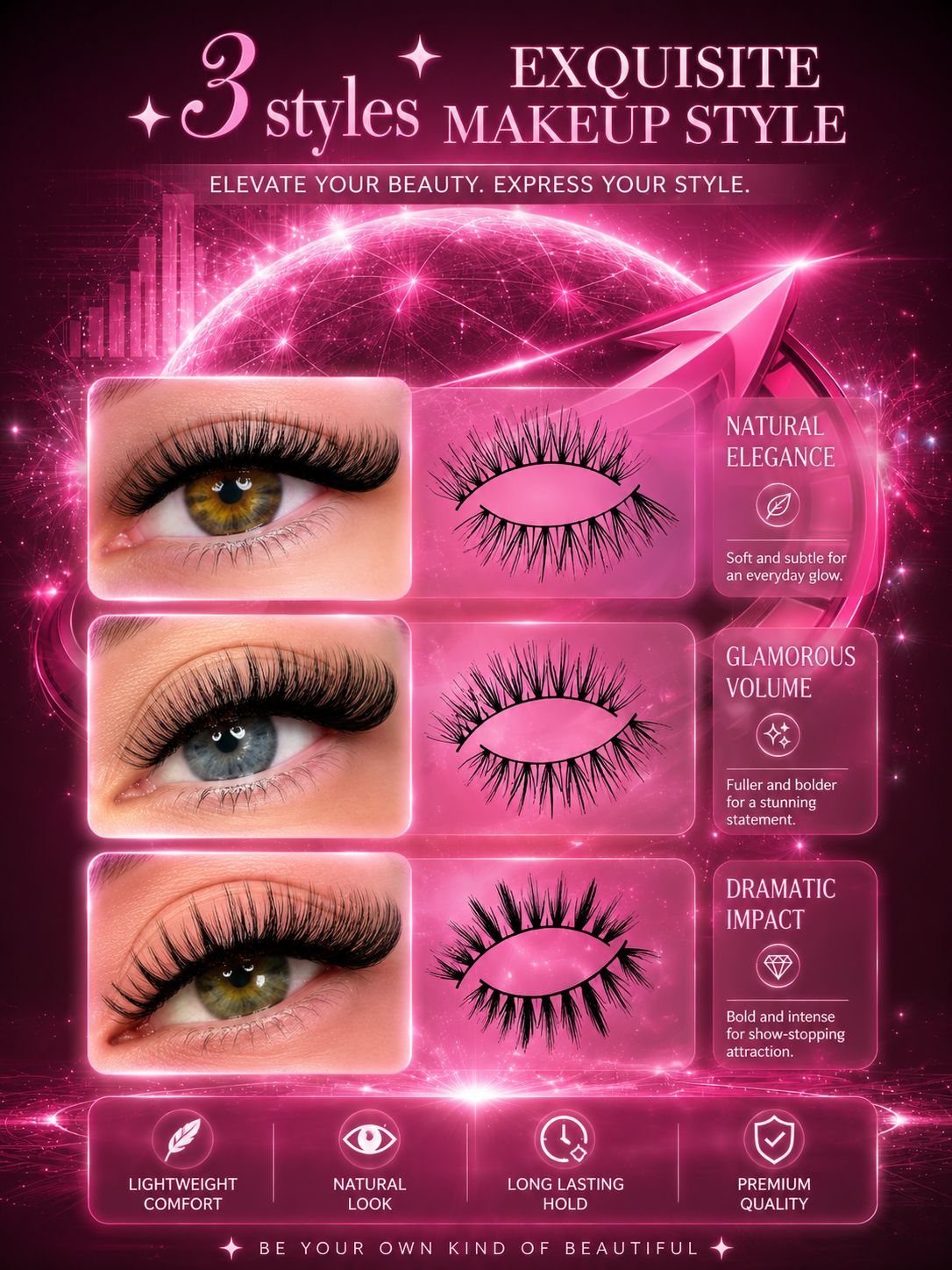 Magnetic Eyelashes (3 pairs)